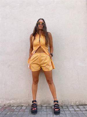 Love+Alicia OLIVIER Striped Cotton Shorts - Image 5