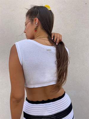 Combos Knitwear Crop Top Pique white - Image 3