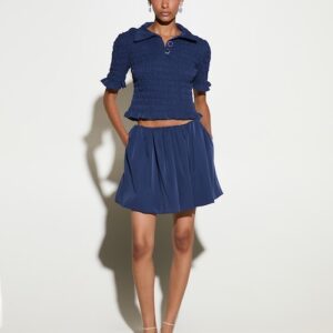MILKWHITE POLO TOP DARK BLUE