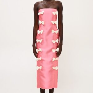 BOOM BOW STRAPLESS DRESS CORAL
