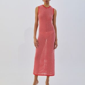 Combos Dress Maxi two tone coral/white
