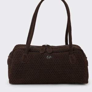Elena Athanasiou Silhouette Net Planet Suede brown bag