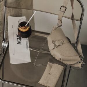 Individual art leather "Tell it to my heart" waist bag, stone beige