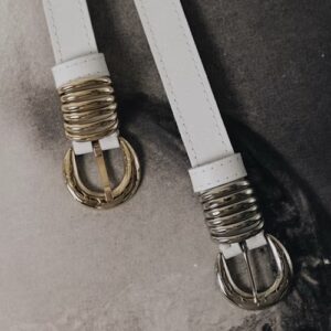 Individual Art Leather "Praise you" leather belt off white