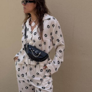 MILKWHITE TOP FOOTPRINTS BLACK/WHITE