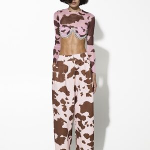 MILKWHITE PRINTED CROP TOP WITH CRYSTALS