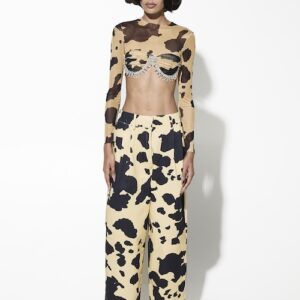 MILKWHITE PRINTED CROP TOP WITH CRYSTALS
